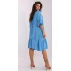 Rochie de vara midi, albastra, oversize, cu volane, vaporoasa, Makadamia 4 - dyandra.ro