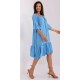 Rochie de vara midi, albastra, oversize, cu volane, vaporoasa, Makadamia 5 - dyandra.ro