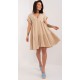 Rochie de vara scurta, din bumbac, bej, croi A, cu volan lat, Nedia Rochie de vara scurta, din bumbac, bej, croi A, cu volan lat, Nedia 2 - dyandra.ro