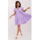 Rochie de vara scurta, din bumbac, lila, croi A, cu volan lat, Nedia Rochie de vara scurta, din bumbac, lila, croi A, cu volan lat, Nedia 2 - dyandra.ro