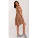 Rochie de vara scurta, din bumbac, maro, croi A, cu volan lat, Nedia Rochie de vara scurta, din bumbac, maro, croi A, cu volan lat, Nedia 3 - dyandra.ro