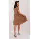 Rochie de vara scurta, din bumbac, maro, croi A, cu volan lat, Nedia Rochie de vara scurta, din bumbac, maro, croi A, cu volan lat, Nedia 4 - dyandra.ro