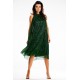 Rochie midi verde cu glitter cu guler halter Taylor 2 - dyandra.ro