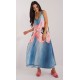 Rochie oversize lunga, din vascoza, bleu cu flori, vaporoasa, Ananke Rochie oversize lunga, din vascoza, bleu cu flori, vaporoasa, Ananke 2 - dyandra.ro