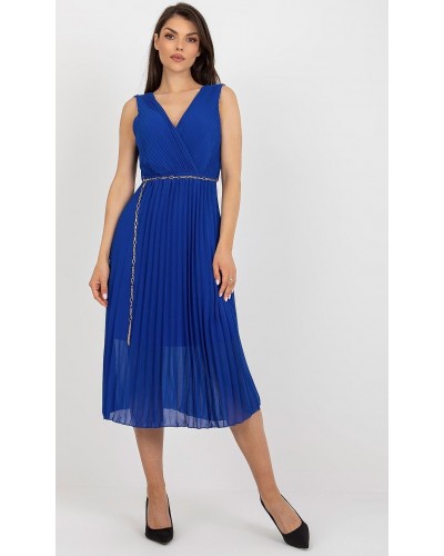 Rochie albastra din voal plisata fluida Cipriana4 - dyandra.ro