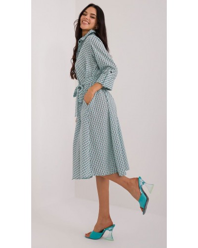 Rochie midi tip camasa verde cu maneca trei sferturi Saila Rochie midi tip camasa verde cu maneca trei sferturi Saila - dyandra.ro