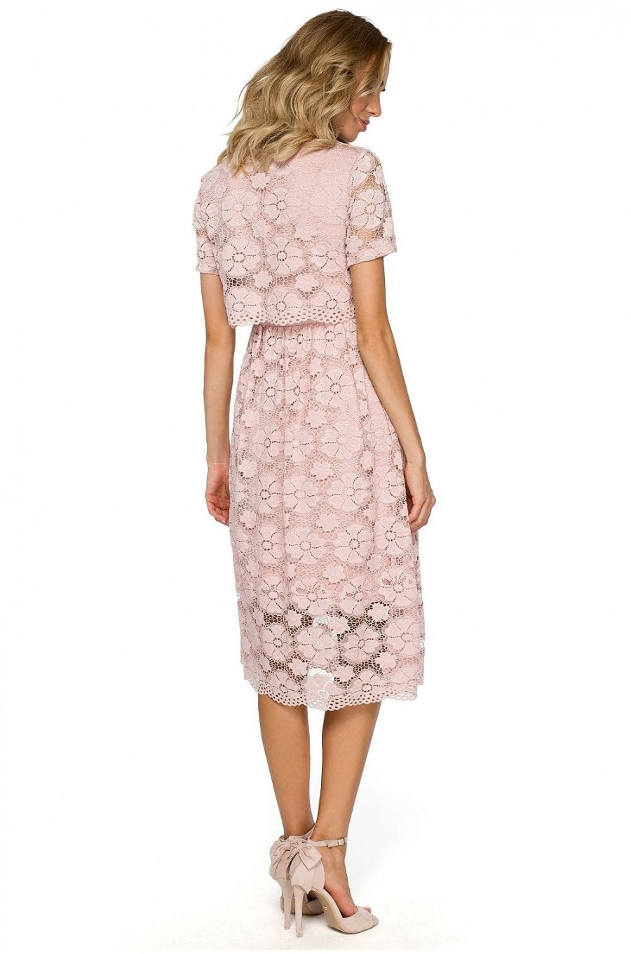 Rochie de seara midi din dantela inflorata roz Macys Rochie de seara midi din dantela inflorata roz Macys 2 - dyandra.ro