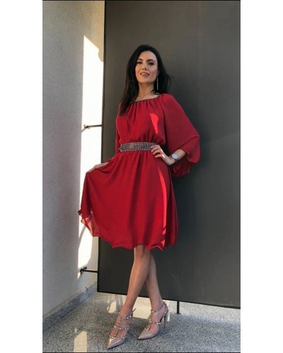 Rochie midi rosie din voal vaporoasa Alexia Rochie midi rosie din voal vaporoasa Alexia - dyandra.ro