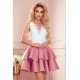 Rochie babydoll scurta cu broderie alba si volane roz Abby 2 - dyandra.ro