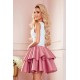 Rochie babydoll scurta cu broderie alba si volane roz Abby 3 - dyandra.ro
