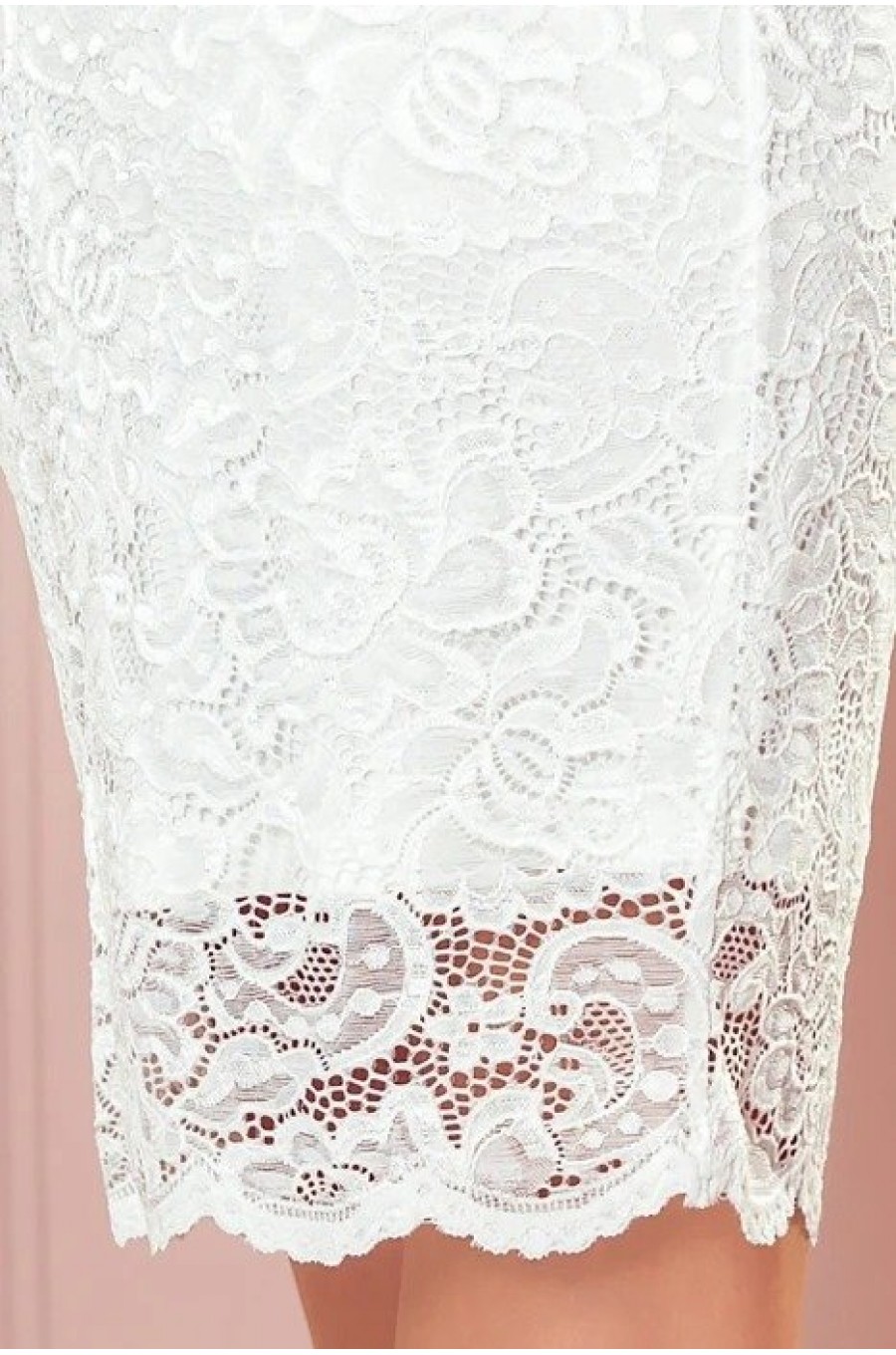 Rochie cununie civila midi, din dantela, alba, cu maneca lunga, Sofia  5 - dyandra.ro