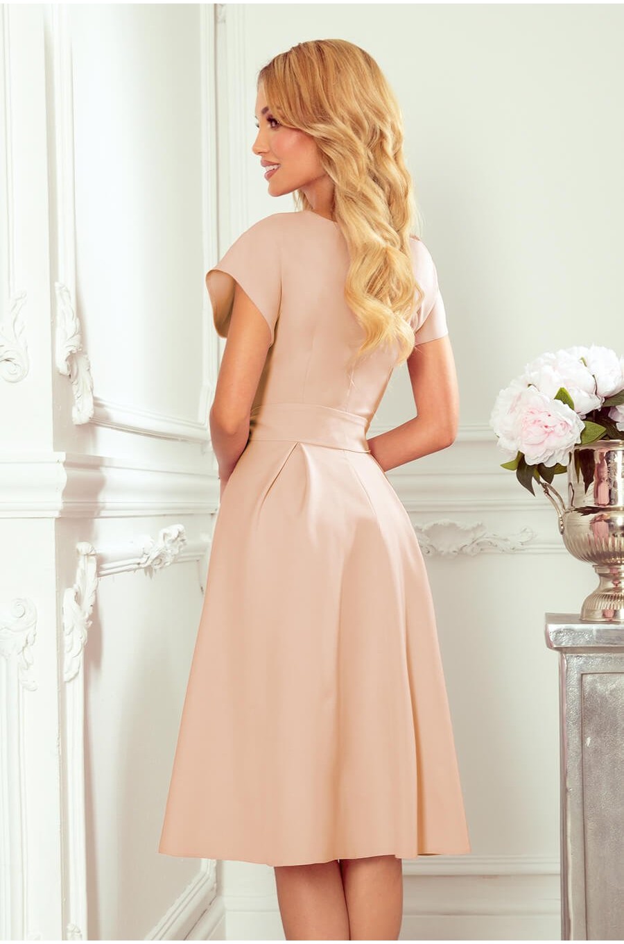 Rochie midi, bej, retro, Mazara Rochie midi, bej, retro, Mazara 2 - dyandra.ro
