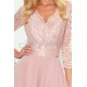 Rochie de seara eleganta roz pal din dantela vaporoasa cu maneca lunga Allegria 6 - dyandra.ro