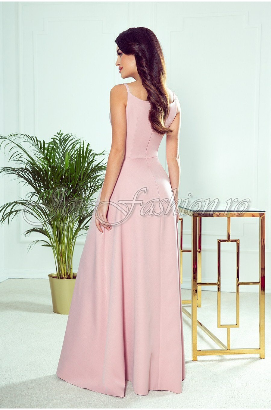 Rochie lunga roz pal vaporoasa Scarlett Rochie lunga roz pal vaporoasa Scarlett 2 - dyandra.ro