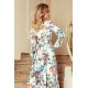 Rochie alba lunga cu flori multicolore cu maneca lunga suprapusa Rosella 3 - dyandra.ro