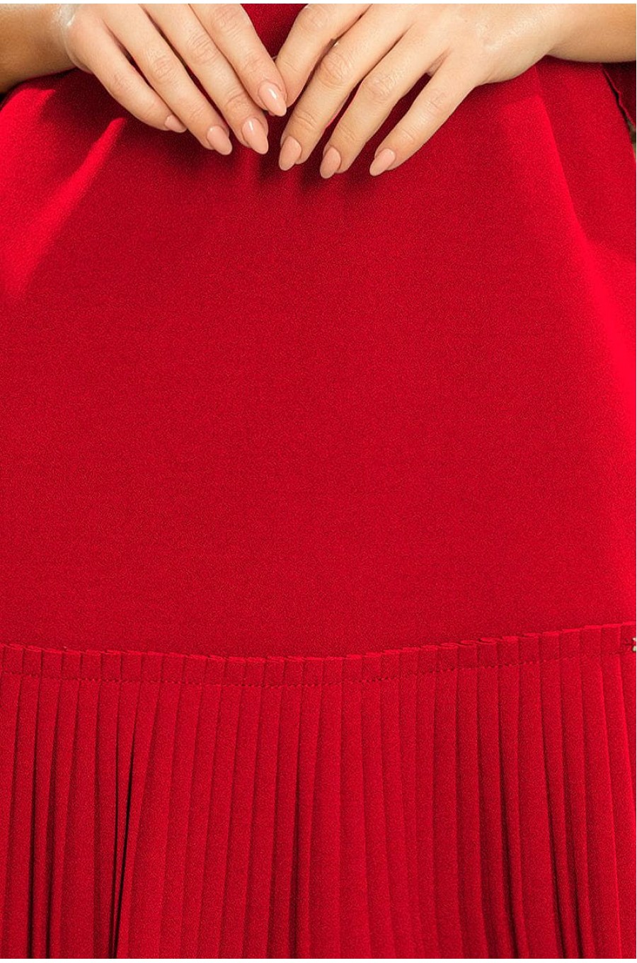 Rochie rosie scurta cu volan plisat Codruta 4 - dyandra.ro