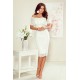 Rochie cununie civila midi, din dantela, alba, cu umerii goi, cu volan, Cosette  5 - dyandra.ro