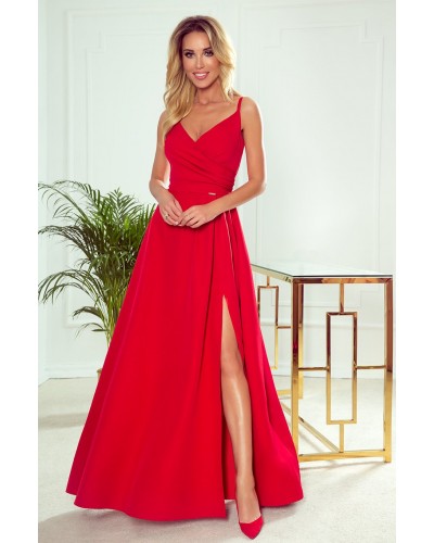 Rochie lunga rosie vaporoasa Scarlett - dyandra.ro