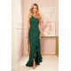 Rochie lunga verde smarald mulata cu un umar gol asimetrica Aniko  2 - dyandra.ro