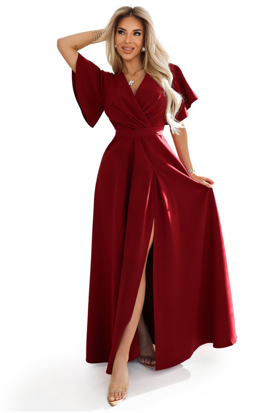 Rochie eleganta lunga burgundy vaporoasa petrecuta Kasandra Rochie eleganta lunga burgundy vaporoasa petrecuta Kasandra 1 - dyandra.ro