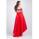 Rochie midi rosie cu motive traditionale din tafta cu maci Byanca 3 - dyandra.ro
