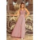 Rochie lunga roz taupe vaporoasa Feodora 2 - dyandra.ro
