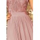 Rochie lunga roz taupe vaporoasa Feodora 6 - dyandra.ro