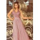 Rochie lunga roz taupe vaporoasa Feodora 4 - dyandra.ro