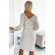 Rochie midi bej mulata tricotata cu maneca lunga Mello Rochie midi bej mulata tricotata cu maneca lunga Mello 3 - dyandra.ro