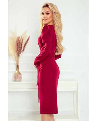 Rochie midi, burgundy, mulata, cu maneca lunga, petrecuta, Amera Rochie midi, burgundy, mulata, cu maneca lunga, petrecuta, Amera - dyandra.ro