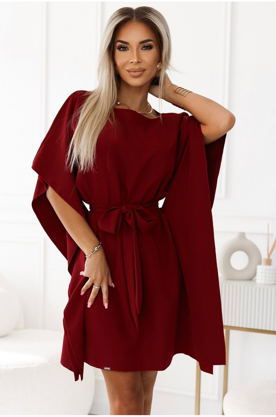 Rochie midi oversize, burgundy, croi fluture, Butterfly Rochie midi oversize, burgundy, croi fluture, Butterfly 1 - dyandra.ro