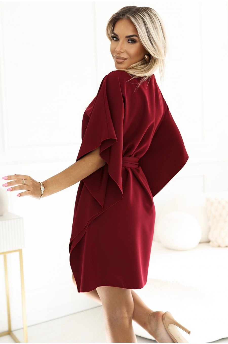 Rochie midi oversize, burgundy, croi fluture, Butterfly Rochie midi oversize, burgundy, croi fluture, Butterfly 2 - dyandra.ro