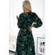 Rochie lunga verde cu frunze plisata din voal chiffon cu maneca lunga Colleen 5 - dyandra.ro