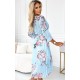 Rochie midi bleu cu flori vaporoasa plisata cu maneca lunga Yuna Rochie midi bleu cu flori vaporoasa plisata cu maneca lunga Yuna 3 - dyandra.ro