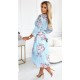 Rochie midi bleu cu flori vaporoasa plisata cu maneca lunga Yuna Rochie midi bleu cu flori vaporoasa plisata cu maneca lunga Yuna 5 - dyandra.ro