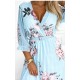 Rochie midi bleu cu flori vaporoasa plisata cu maneca lunga Yuna Rochie midi bleu cu flori vaporoasa plisata cu maneca lunga Yuna 6 - dyandra.ro