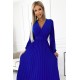 Rochie midi albastra din voal plisata cu maneca lunga Viviana Rochie midi albastra din voal plisata cu maneca lunga Viviana 4 - dyandra.ro
