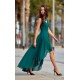 Rochie lunga verde din voal asimetrica vaporoasa petrecuta Fiona 3 - dyandra.ro