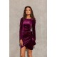 Rochie scurta mulata din catifea mov pruna cu maneca lunga Lola Rochie scurta mulata din catifea mov pruna cu maneca lunga Lola 2 - dyandra.ro