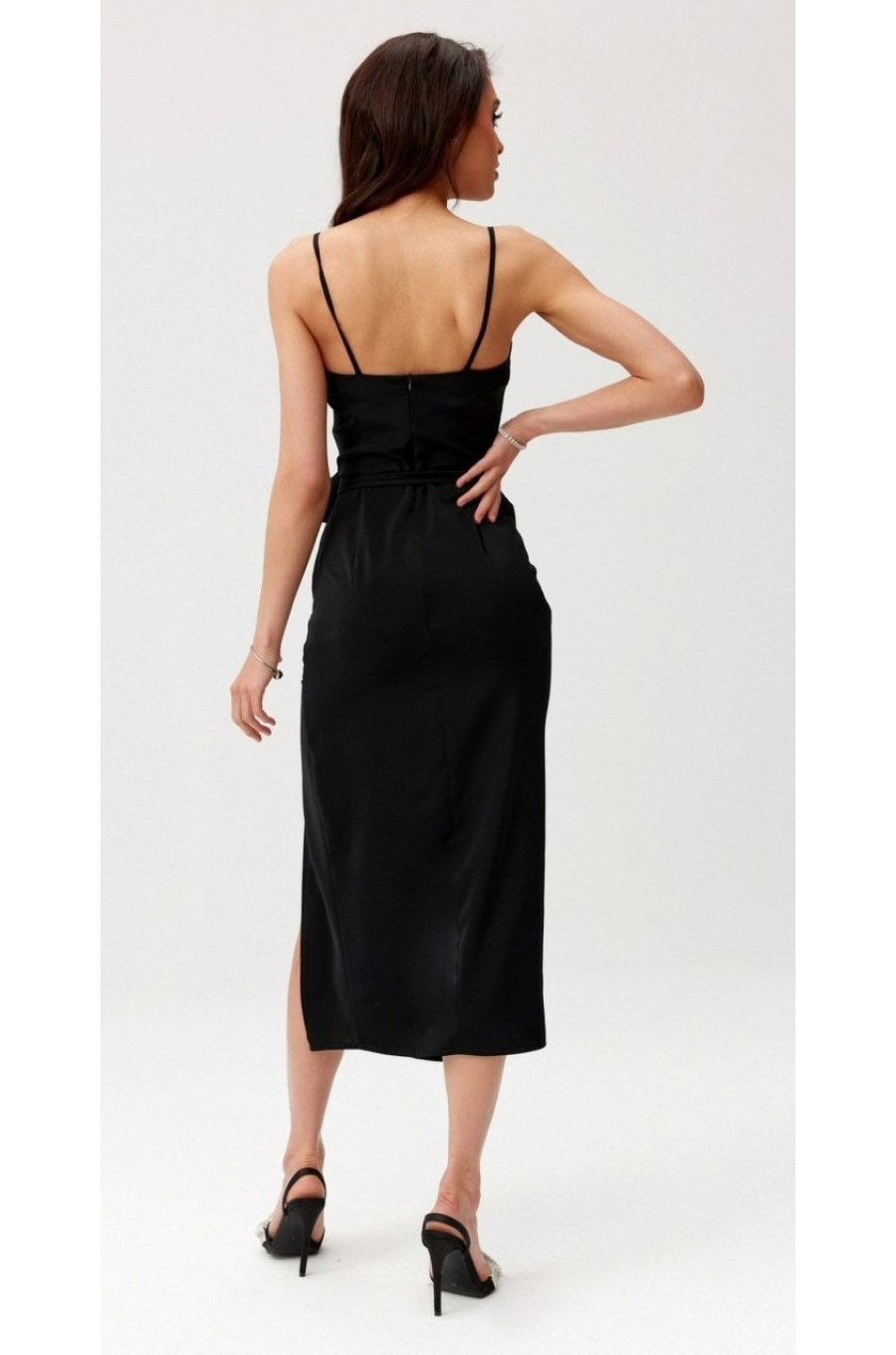 Rochie neagra mulata midi cu floare MaribelR Rochie neagra mulata midi cu floare MaribelR 2 - dyandra.ro