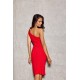 Rochie scurta rosie mulata din brocard cu un umar gol Diedra Rochie scurta rosie mulata din brocard cu un umar gol Diedra 5 - dyandra.ro