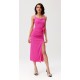 Rochie roz fucsia mulata midi cu floare MaribelR Rochie roz fucsia mulata midi cu floare MaribelR 2 - dyandra.ro