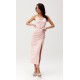 Rochie roz pudra mulata midi cu floare MaribelR Rochie roz pudra mulata midi cu floare MaribelR 2 - dyandra.ro