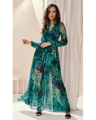 Rochie de vara lunga din voal verde vaporoasa cu maneca lunga Anamaria Rochie de vara lunga din voal verde vaporoasa cu maneca lunga Anamaria - dyandra.ro