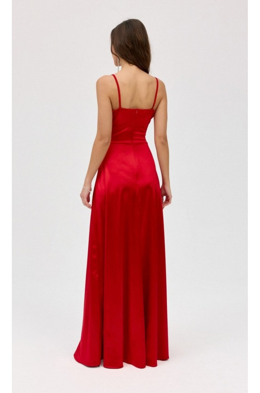 Rochie din satin rosie lunga petrecuta SalmaR Rochie din satin rosie lunga petrecuta SalmaR 2 - dyandra.ro