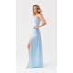 Rochie lunga din satin baby blue cu un umar gol Inez Rochie lunga din satin baby blue cu un umar gol Inez 4 - dyandra.ro
