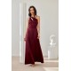Rochie eleganta lunga din satin burgundy cu umerii goi MoanaR Rochie eleganta lunga din satin burgundy cu umerii goi MoanaR 2 - dyandra.ro