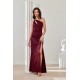 Rochie eleganta lunga din satin burgundy cu umerii goi MoanaR Rochie eleganta lunga din satin burgundy cu umerii goi MoanaR 4 - dyandra.ro