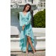 Rochie lunga eleganta din voal menta vaporoasa cu maneca lunga Jessica 3 - dyandra.ro