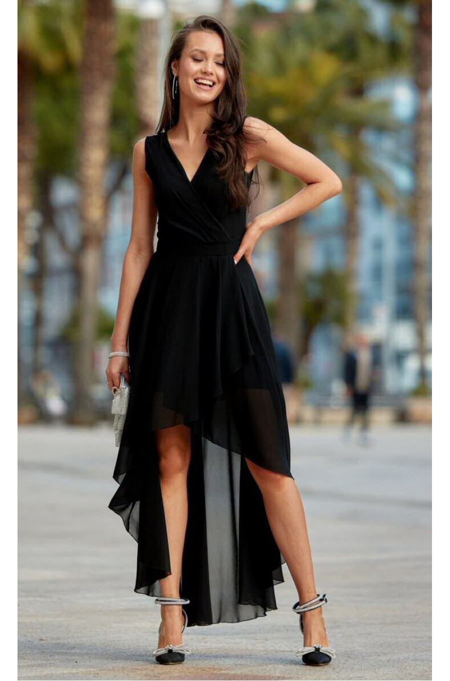 Rochie eleganta neagra din voal vaporoasa Fiona Rochie eleganta neagra din voal vaporoasa Fiona 3 - dyandra.ro